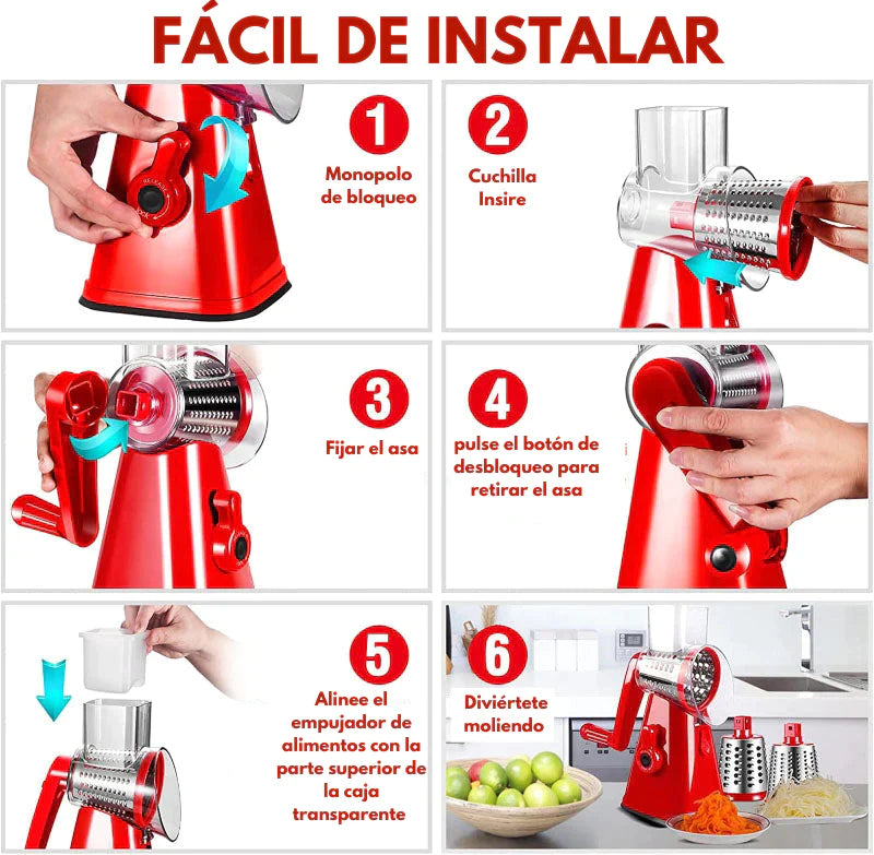 Cortador de verduras manual con mango intercambiable y mango cortador